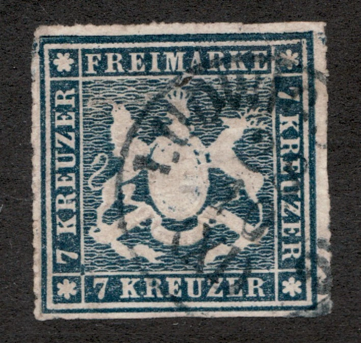 1868 German Wurttemberg Sc# 44 Coat of Arms - 7KR - Used Cv$125 - Image 1 of 1