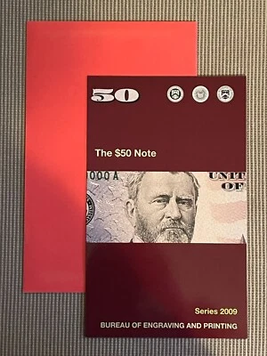 2009 $50 4-Note Sheet Uncut Currency BEP FOLDER & RED ENVELOPE ONLY - NO NOTES - Image 1 of 4