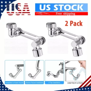 2* Universal 1080° Swivel Extension Faucet Aerator Rotate Robotic Arm Extend - Picture 1 of 5