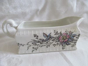Vtg Bridgwood & Son China Porcelain Opaque Gravy Boat Flowers - Picture 1 of 7