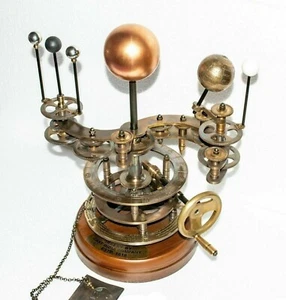 Handmade Brass Solar System Orrery With Wooden Base working Sun, Earth And Moon - Picture 1 of 6