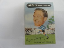 1954 ARGUS VFL SWAP CARD NO.106 BRYAN MARTYN NORTH MELBOURNE