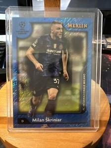 Milan Skriniar 2021-22 Topps Merlin Chrome UCL Blue Refractor /75 #145 Inter