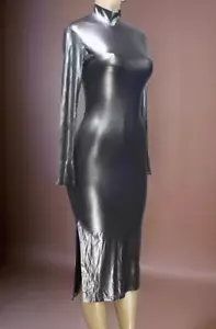 Shein Women's Bodycon Dress Long Sleeve Pewter Sheer Size S - Picture 1 of 7