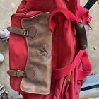 Vintage Marlboro Country Store Red Canvas And Leather Duffle Bag Large