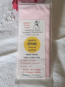Hemfill Vintage ancien "répare trous et accroc" tissus fins rose thermocollant - Picture 1 of 3