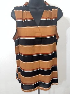 Blusa APT.9 Multicolor a Rayas Sin Mangas Top Mujer Grande Naranja Negro Rojo - Imagen 1 de 6