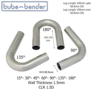 35 mm to 88.9mm 1.5D Mandrel Exhaust Bend 304 Stainless Steel or Mild Steel - Picture 1 of 9