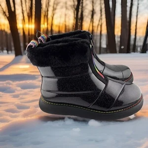 Toms Womens Alpargata Mallow Puffer High Top Size 9.5 Black Coated Glitter - Picture 1 of 13