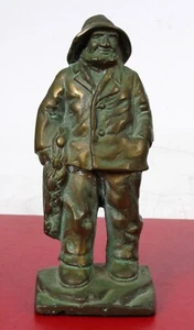 VTG SOLID BRASS OLD MAN OF THE SEA SHIP CAPTAIN FISHERMAN DOOR STOP SCULPTURE !! - Picture 1 of 1