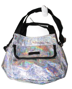 Joe Boxer Ladies' Ripstop Black Sparkle Silver Metallic Crossbody Shoulder Bag - Picture 1 of 3