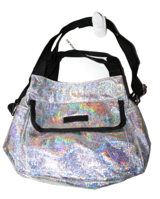 Bolso Bandolera Joe Boxer Ripstop Negro Brillante Plateado Metálico para Damas Foto 1 de 3