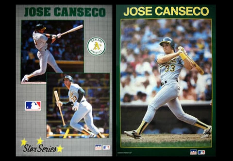 Classic JOSE CANSECO Oakland A's 2-Poster Combo Set 1987, 1990 POSTERS Cover