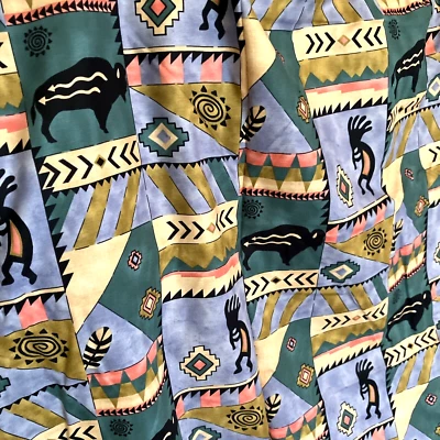 Vtg David Textiles Southwest Native American Buffalo Kokopelli Fabric 4.44 Yds. - Image 1 of 4
