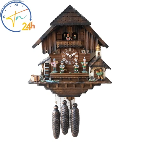 Vintage Large 8 Day Musical Cuckoo Clock With Animation Cover