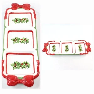 Christopher Radko Holiday Celebrations Sectioned Tray Holly Berries Christmas - Picture 1 of 11