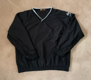 Harrington Brand Jacket Men's Black Windbreaker Pullover V-Neck Kroger Logo 2XL - Picture 1 of 15