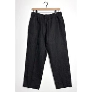 AMERICAN GIANT Easy Linen Pants Elastic Waist Cropped Black size Medium - Picture 1 of 7