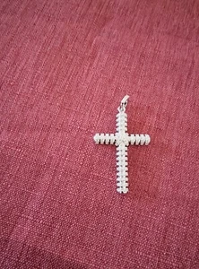 Sterling Silver Rhodium Plated Cross - Picture 1 of 1