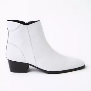 Botas al tobillo para hombre punta lisa de cuero blanco con cremallera lateral 1.97" tacones cubanos US6.5-US10.5 - Imagen 1 de 6