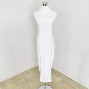 Kookai Staple Bind Dress Womens Size 2 AU 12 White Strapless Bodycon Ribbed New - Picture 1 of 11