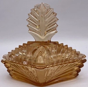 Vintage Martinsville Glas Bernstein Queen Anne Pulverdose - Bild 1 von 7