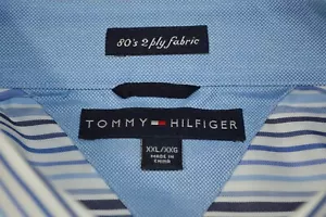 Tommy Hilfiger 80er 2-fädiger Stoff Langarm Button Down Neu mit Etikett 100% Baumwolle XXL - Bild 1 von 17