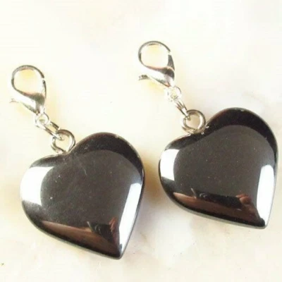 100pcs Hematite Stone Black Carved Heart Pendant Bead or Jewelry Accessories - Image 1 of 4