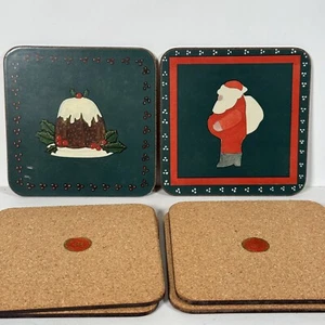 Vtg Pimpernel Coaster Set of 6 Christmas Cork Back Stain Resist England - Picture 1 of 7