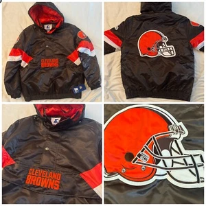 Chaqueta con Capucha Starter Cleveland Browns NFL Satén Media Cremallera $180 Talla XL NUEVA - Imagen 1 de 8