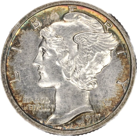 1917-D 10c Mercury Dime - Uncirculated Cover