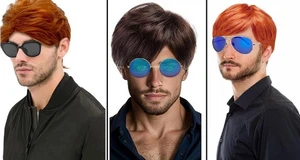 80er 90er 00er Boyband Oasis Perücke mit Sonnenbrille Kostüm Junggesellenabschied - Bild 1 von 7
