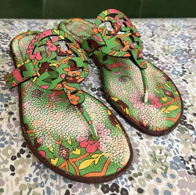 Sandalias Tory Burch Miller Welt verdes salpicaduras florales talla 7 venta al por menor $198 *VER DESCRIPCIÓN* Foto 1 de 4