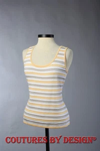 Camiseta sin mangas St John Knits a rayas albaricoque talla múltiple pequeña nueva con etiquetas precio de venta sugerido por el fabricante $295 - Imagen 1 de 2