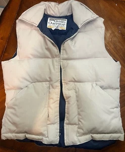 Rare Vintage Montgomery Ward Quality Outerwear Size M Puffer Vest, Beige/Blue - Picture 1 of 3