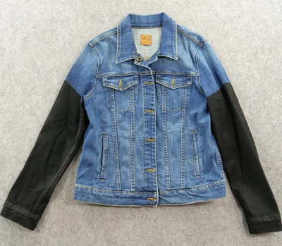 Joes Jeans Womens Large Blue Black Denim Button Snap Two Tone Retro 90s 80s - Image 1 of 4