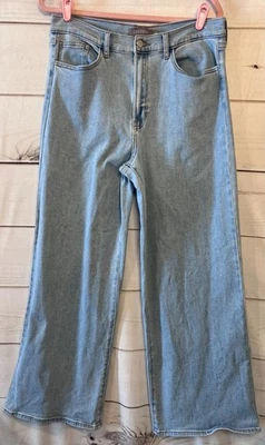 Pantalones de mezclilla para mujer JUSTUSA lavado claro talla 32 pierna ancha Foto 1 de 4