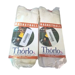 NEW OLD STOCK Vintage 1999 Thorlos Sport Basketball White Crew Socks Made In USA - Picture 1 of 7