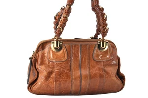 Authentic Chloe Eloise Shoulder Hand Bag Purse Leather Brown Junk L2383 - Picture 1 of 10