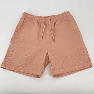 Negative Space Men's Size MEDIUM Waffle Knit Shorts Salmon Textured Drawstring - Picture 1 of 9