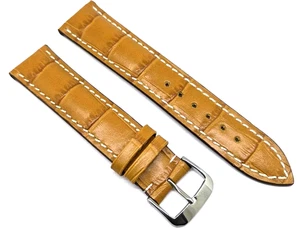 Cinturino Orologio 20/18mm Chiaro Braun Vera Pelle Coccodrillo Goffratura / 82 - Picture 1 of 3