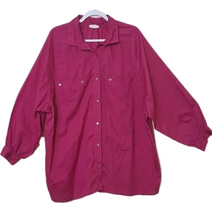 Vintage Chas. L. Lewis Women's Hot Pink Button Down Shirt Size 46 XL Lagenlook  - Bild 1 von 10