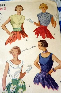 *LOVELY VTG 1950s BLOUSE Sewing Pattern 18/36 - Picture 1 of 2