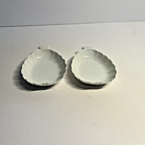 Set of 2 White Porcelain Pineapple Shape Dishes Decorative Serving Bowls - Picture 1 of 3