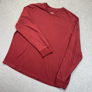 Eddie Bauer Long Sleeve T-Shirt Mens XL Burgundy Maroon Embroidered Casual Crew - Picture 1 of 9