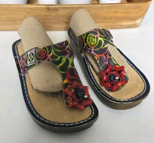 Womens Lartiste Aldora Sandals Leather Floral Colorful Thongs Slides 39 - 8.5 - Picture 1 of 12