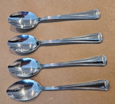 (4) Четыре глянцевые чайные ложки из нержавеющей стали Gorham MONET 6 1/4 дюйма - Изображение 1 из 4