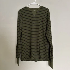 Tommy Hilfiger Men's Long-Sleeve Thermal Shirt Green Size XL Small Stain See Pic - Picture 1 of 11