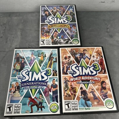 Lot of 3 Sims 3 Expansion Packs Generations, Ambitions & World Adventures PC - Image 1 of 4