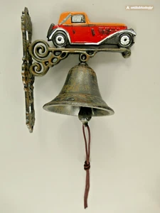 Campana de Pared Timbre Puerta Hierro Fundido, Veterano, Automoción Rojo Altura - Imagen 1 de 3